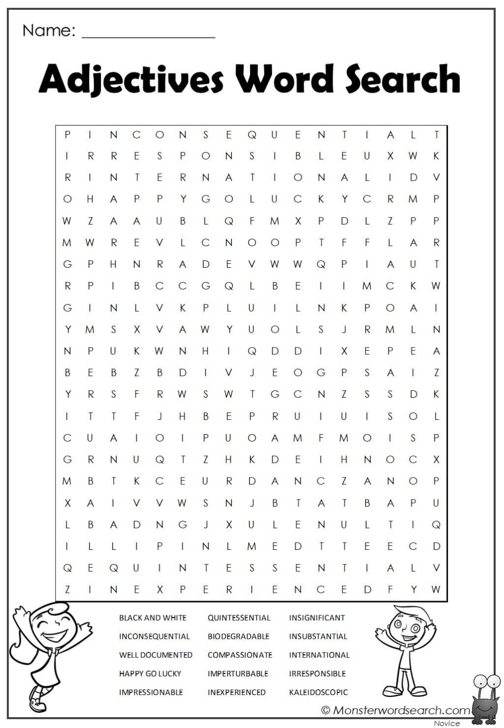 Adjectives Word Search Worksheets WorksheetsCity