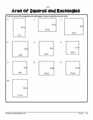 Rectangles Area Worksheets WorksheetsCity