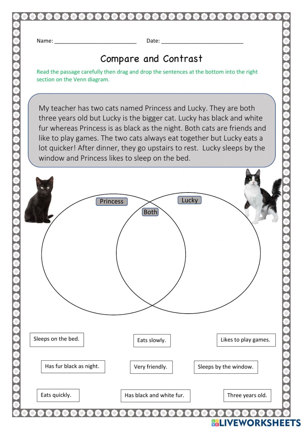 compare and contrast worksheet grade 1