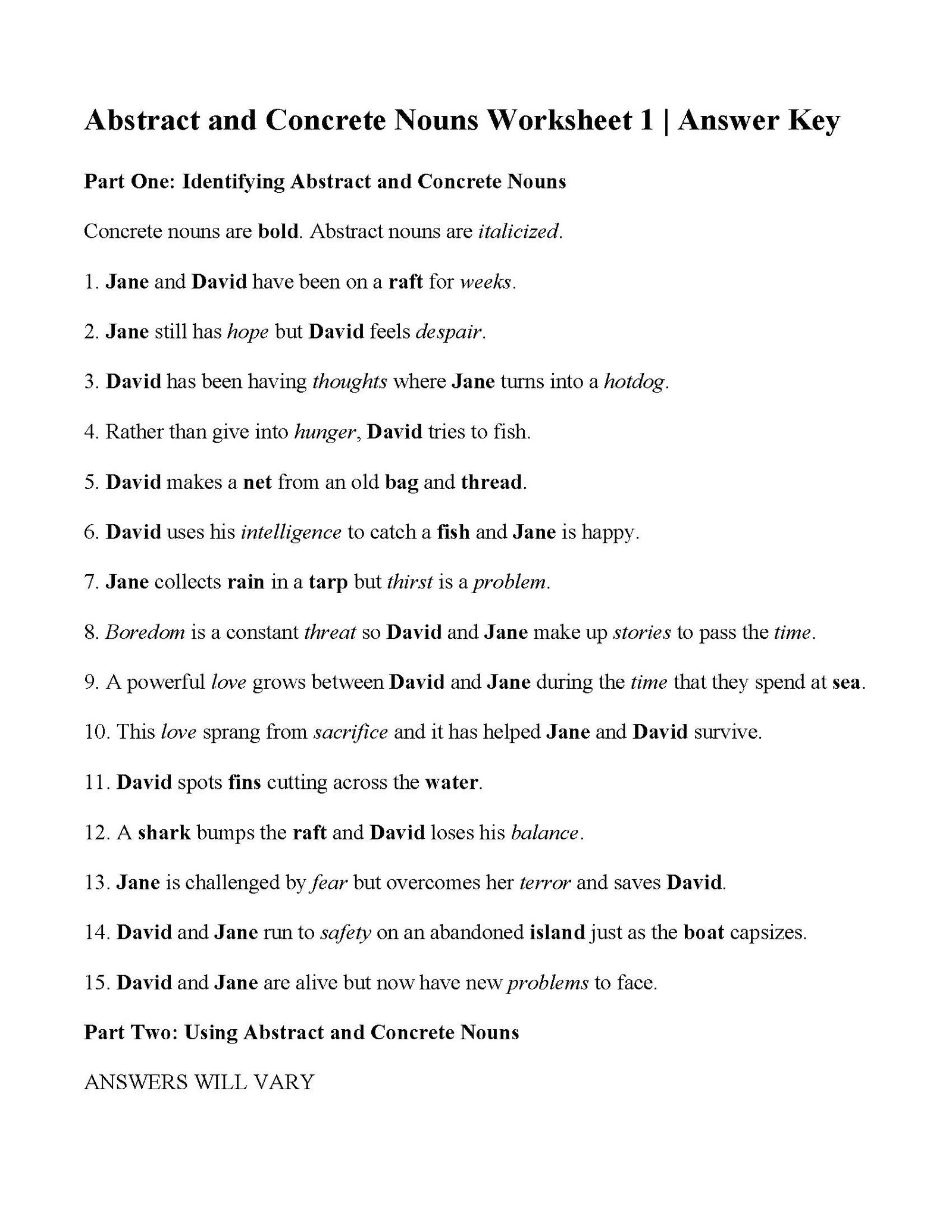 Identifying Nouns Worksheet Pdf With Answers