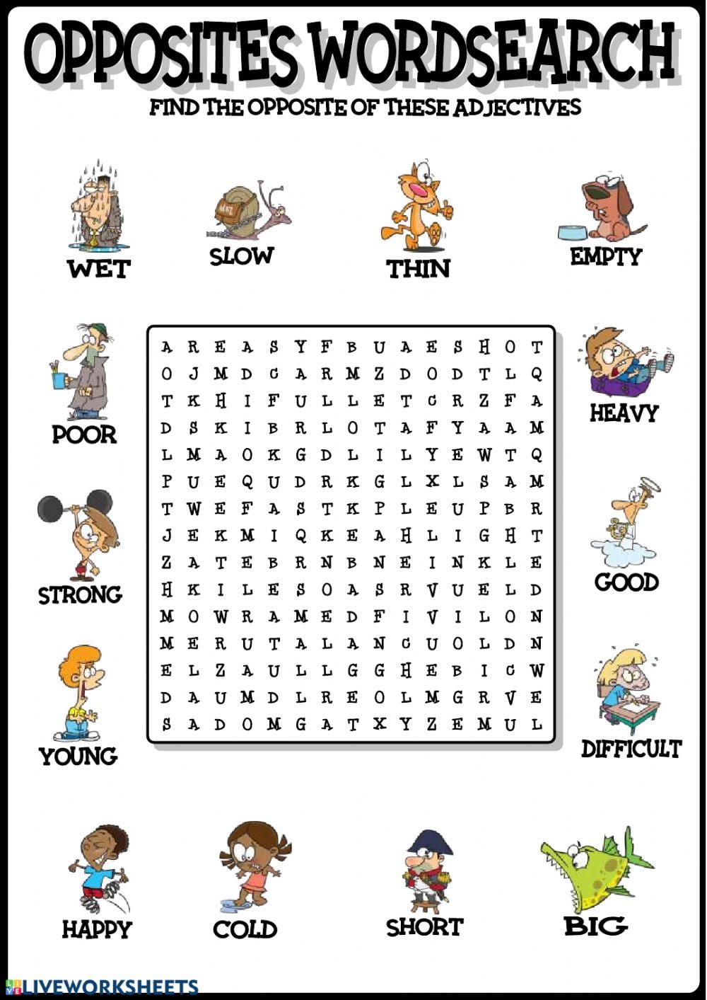 Adjective Word Search Worksheet