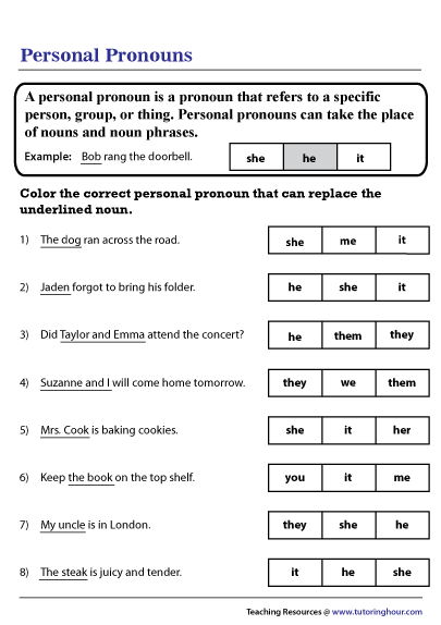 Replacing With Pronouns Worksheets WorksheetsCity