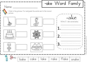 AKE Word Family Worksheets - WorksheetsCity