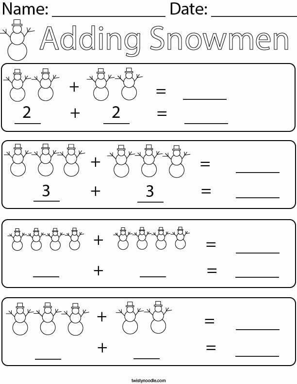 Snowman Math Worksheets - WorksheetsCity