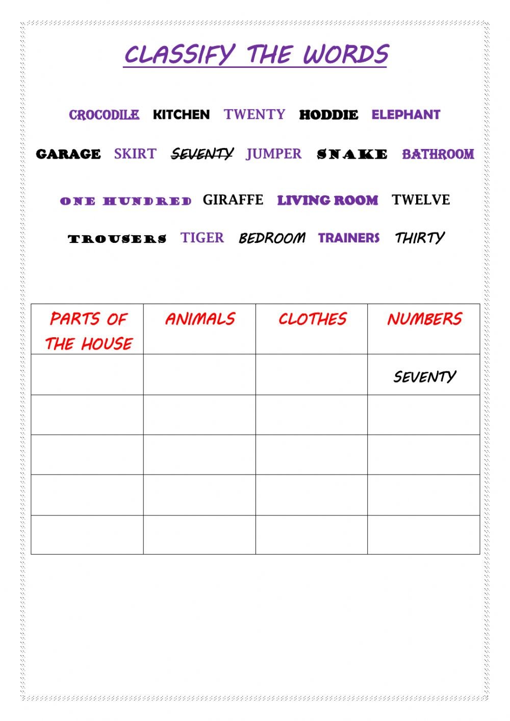 Kitchen, Bedroom, Or Garage Classifying Worksheets - WorksheetsCity