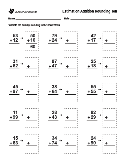 Adding And Subtracting Rounded Numbers To The Tens Place Worksheet