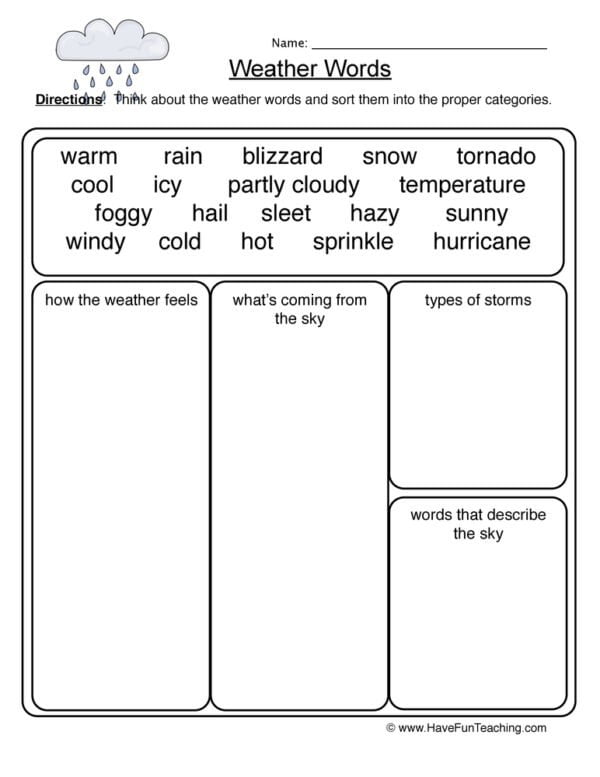 Weather Words Worksheets - WorksheetsCity