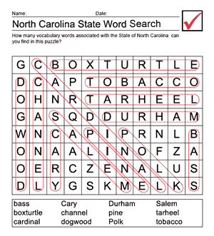 North Carolina Word Search Worksheets - WorksheetsCity