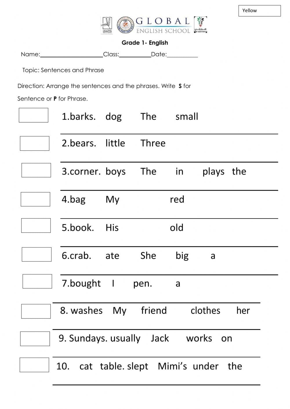 Sentences Worksheets WorksheetsCity