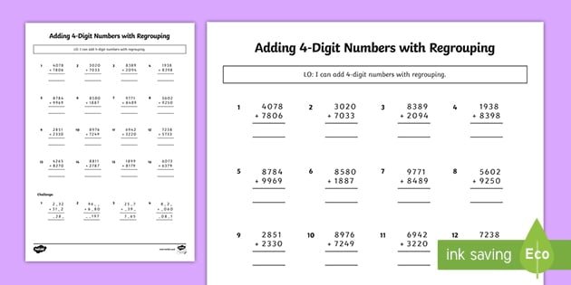 Adding  Digit Numbers With Regrouping