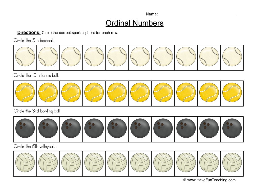 Circling Ordinal Numbers Worksheets WorksheetsCity