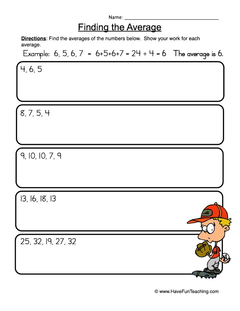 Finding Averages Number Set Worksheets - WorksheetsCity