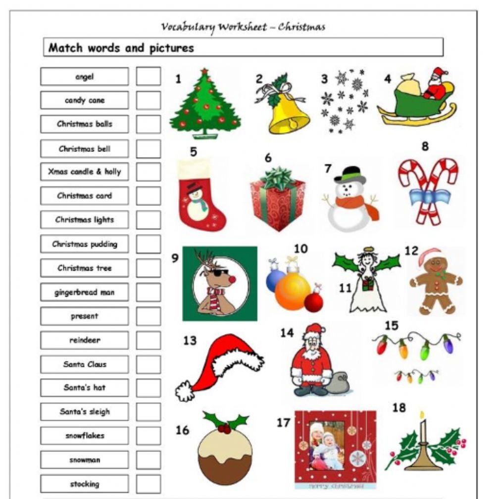 Match The Christmas Words Worksheet