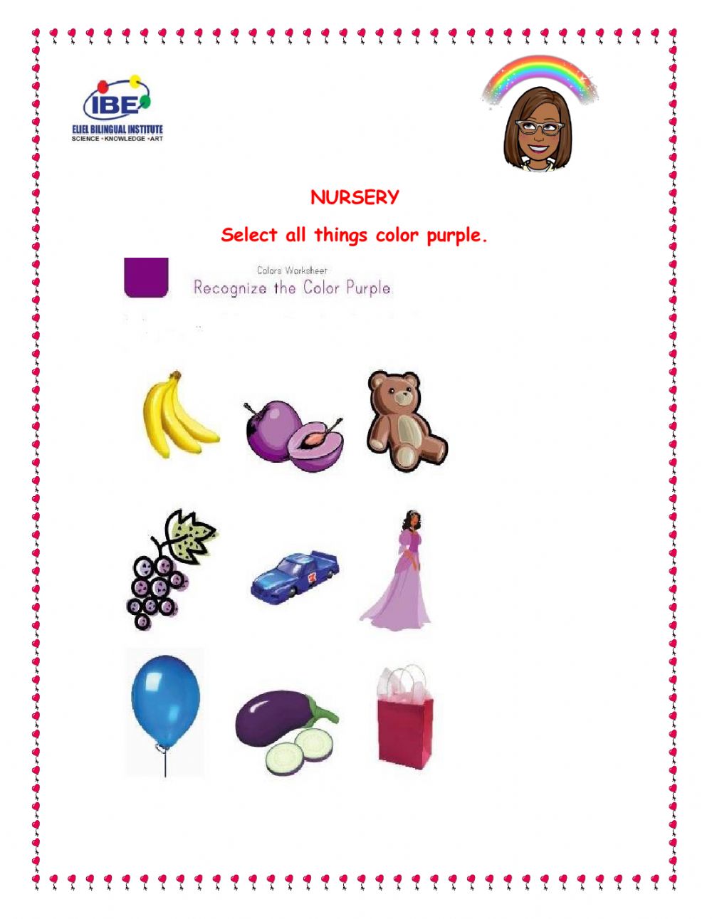 Coloring Purple Pictures Worksheets WorksheetsCity