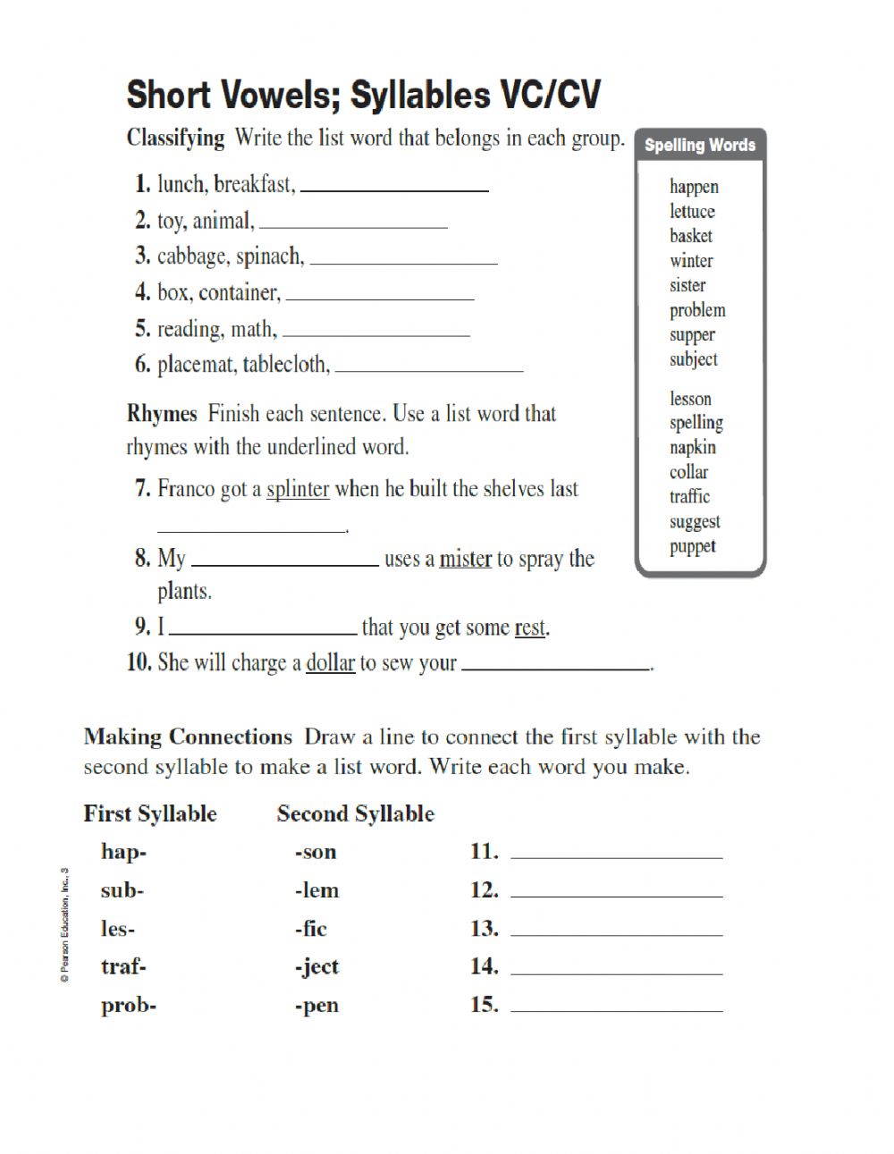 Short Vowels List Worksheets WorksheetsCity