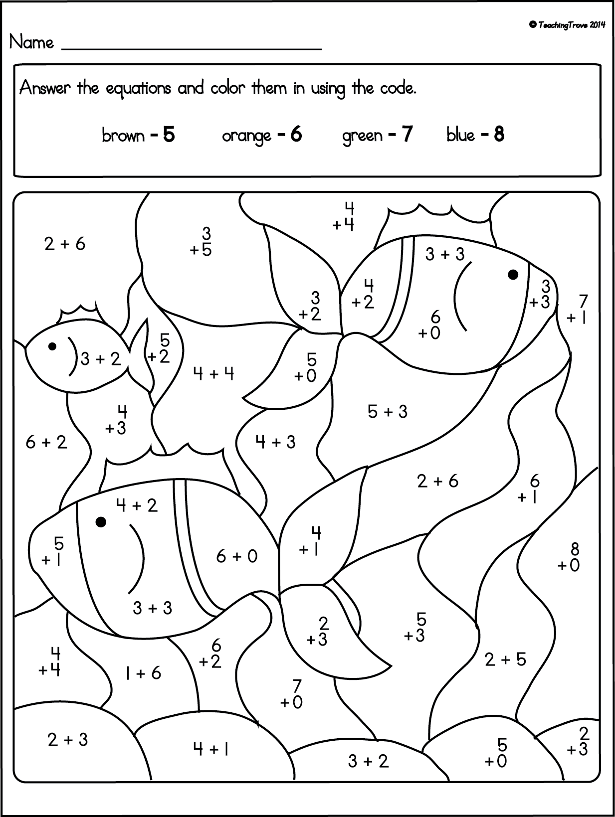 Color By Number Addition 1st Grade Worksheets WorksheetsCity