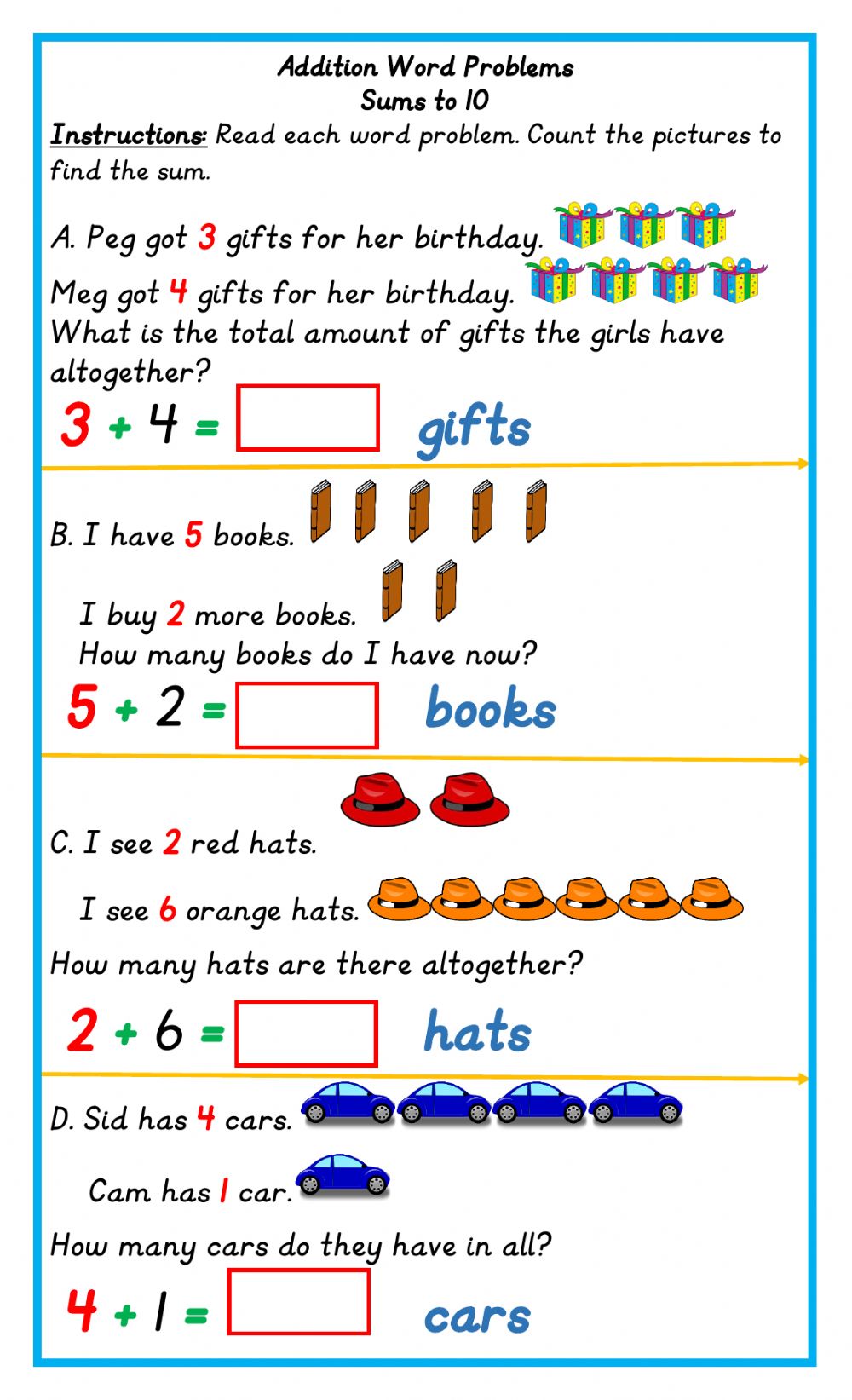 addition problem solving grade 1