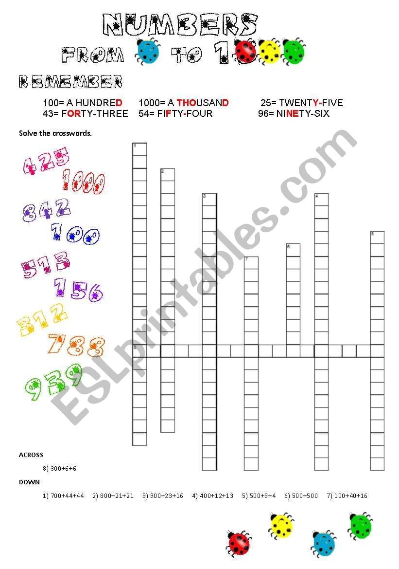 Numbers In Words 1 To 1000 Worksheets - WorksheetsCity