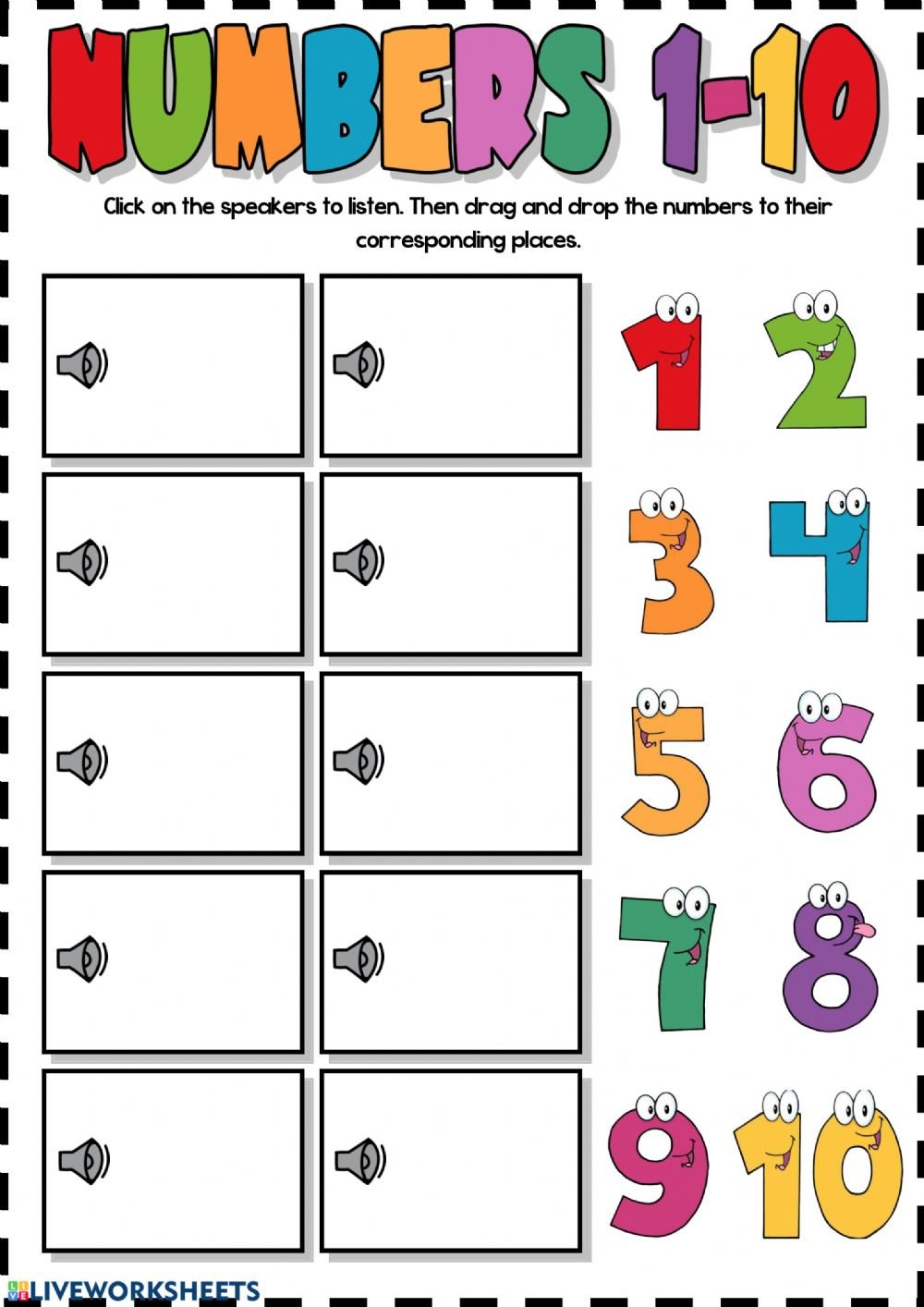 1 To 10 Numbers Worksheets