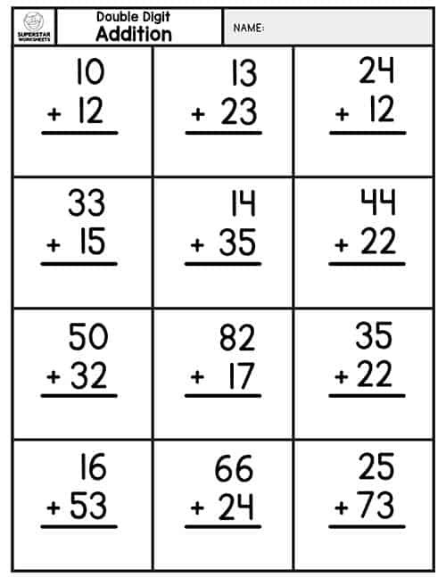 addition worksheets double digit without regrouping