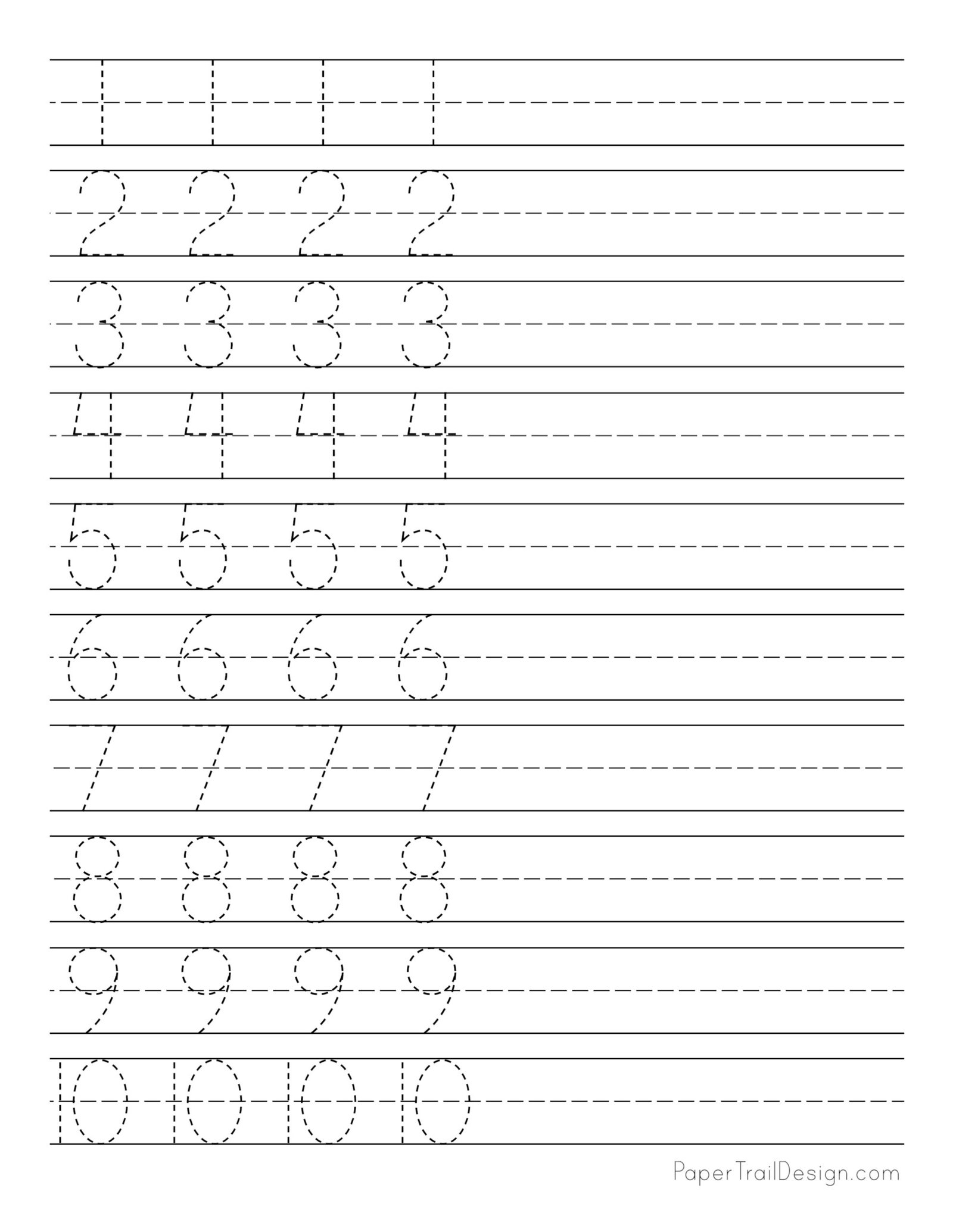 Handwriting Worksheets For Numbers 1 10