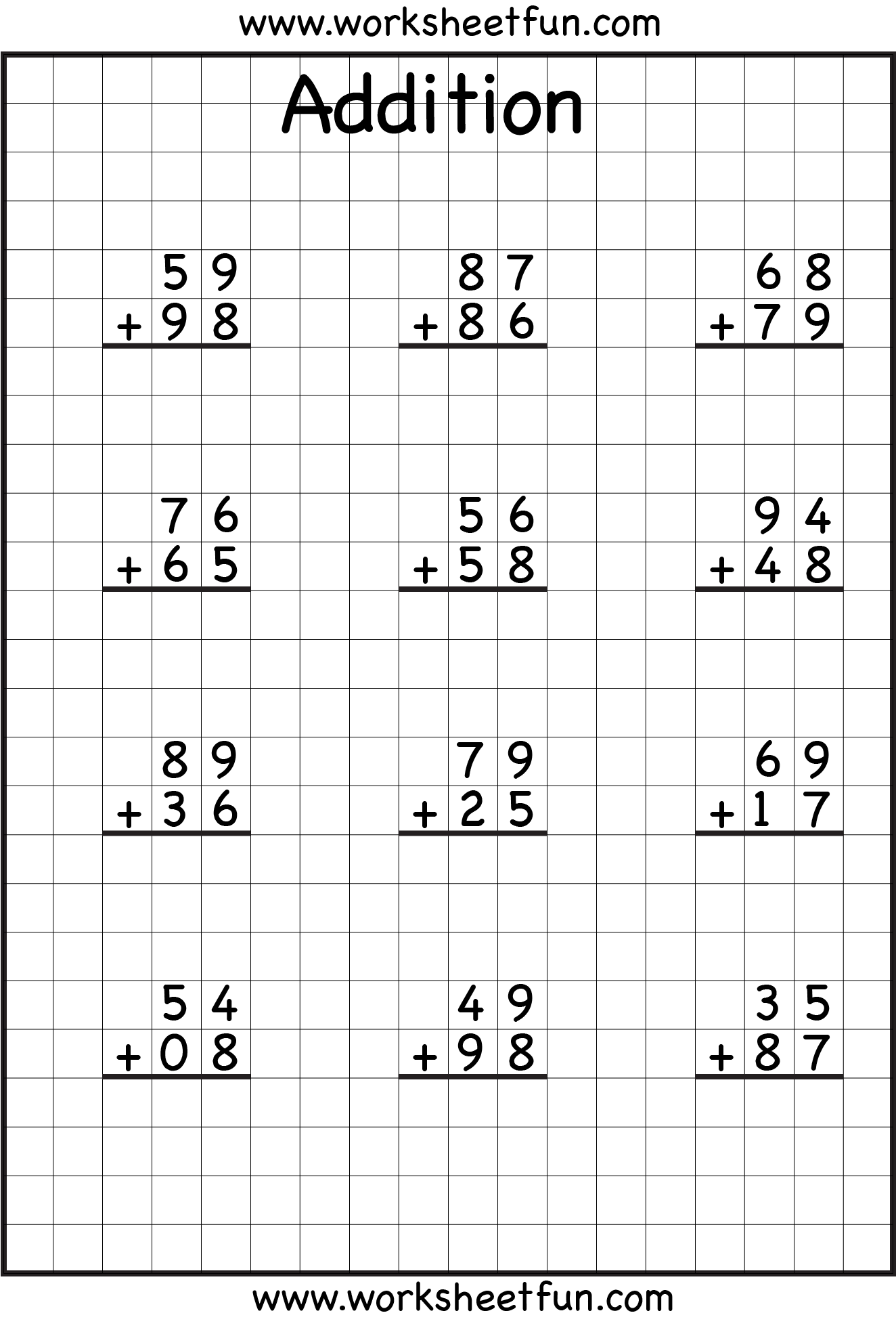 Free Printable 2 Digit Addition And Subtraction With Regrouping