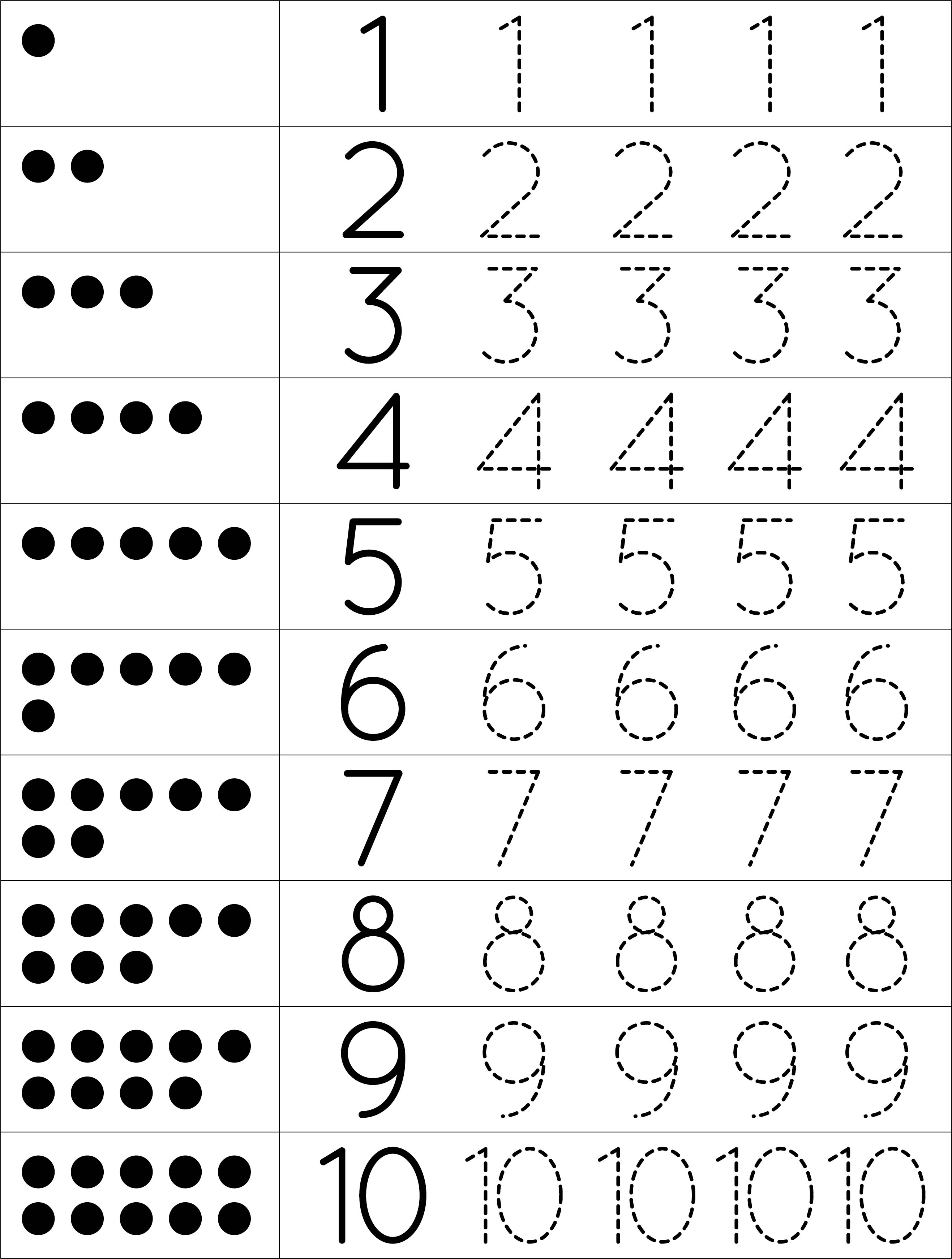 Numbers To Trace Worksheet