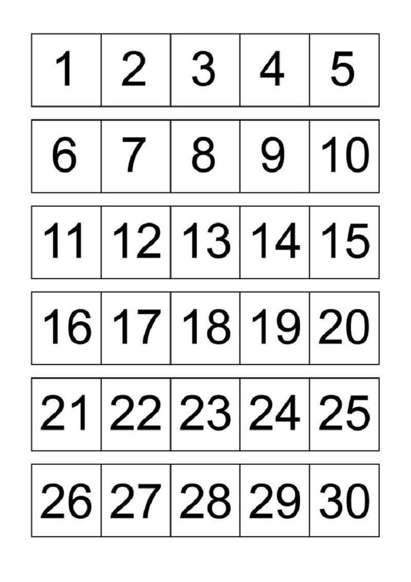 1-30 Number Chart Worksheets - WorksheetsCity
