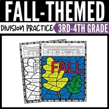 Fall Math Division Color By Number Worksheets By Raven R Cruz