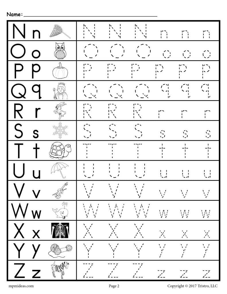 Traceable Alphabet Chart For Upper And Lower Case Worksheets ...