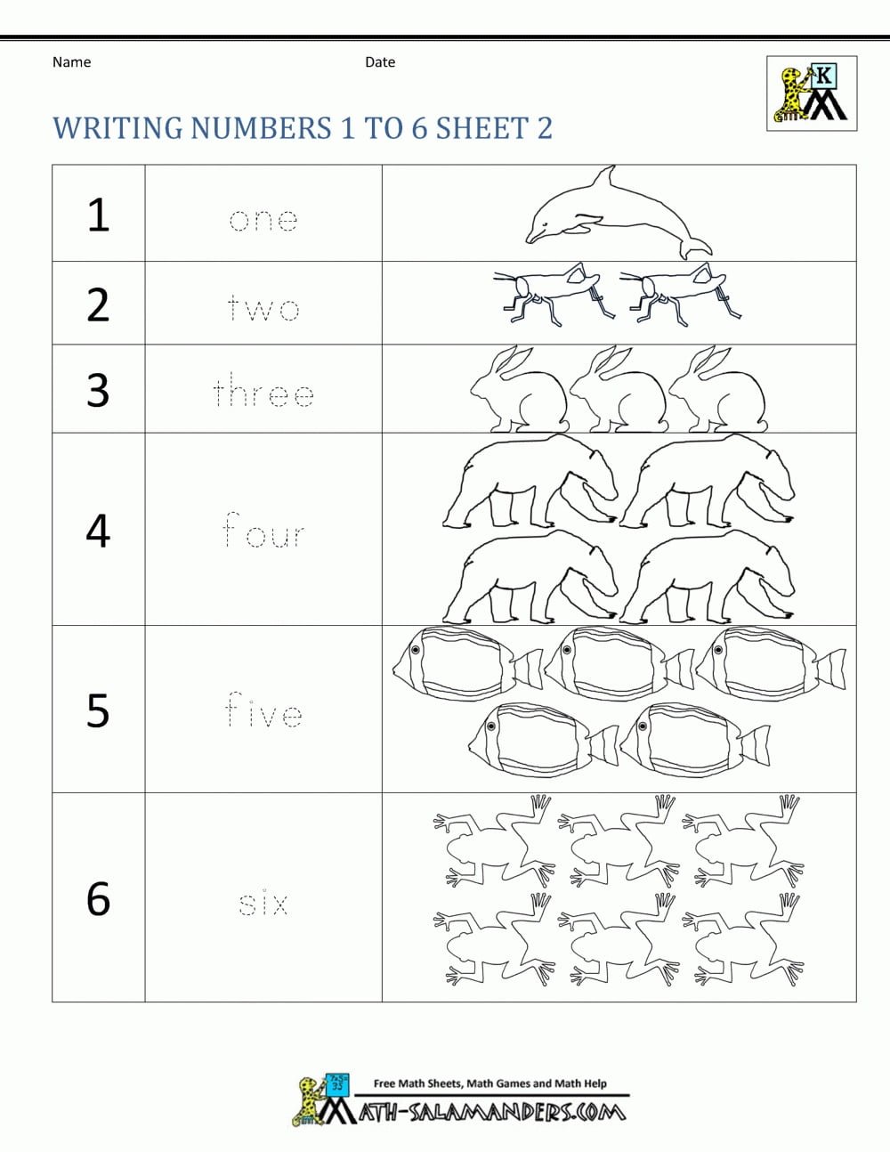 Writing Numbers 1-10 Worksheets For Kindergarten ...