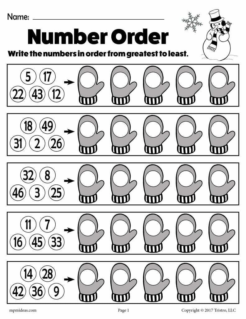 FREE Printable Winter Themed Number Order Worksheets - 2 ...