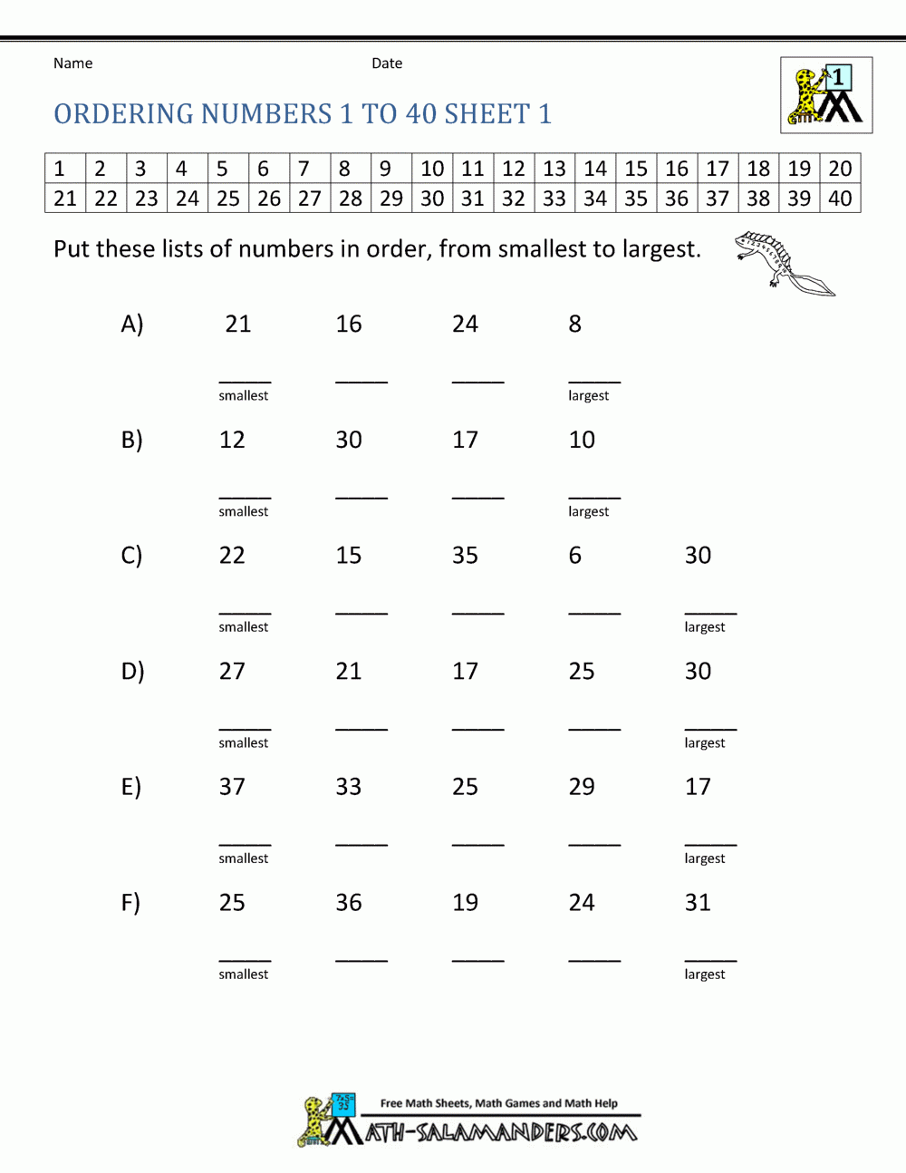 Ordering Numbers From Least To Greatest Worksheets - WorksheetsCity
