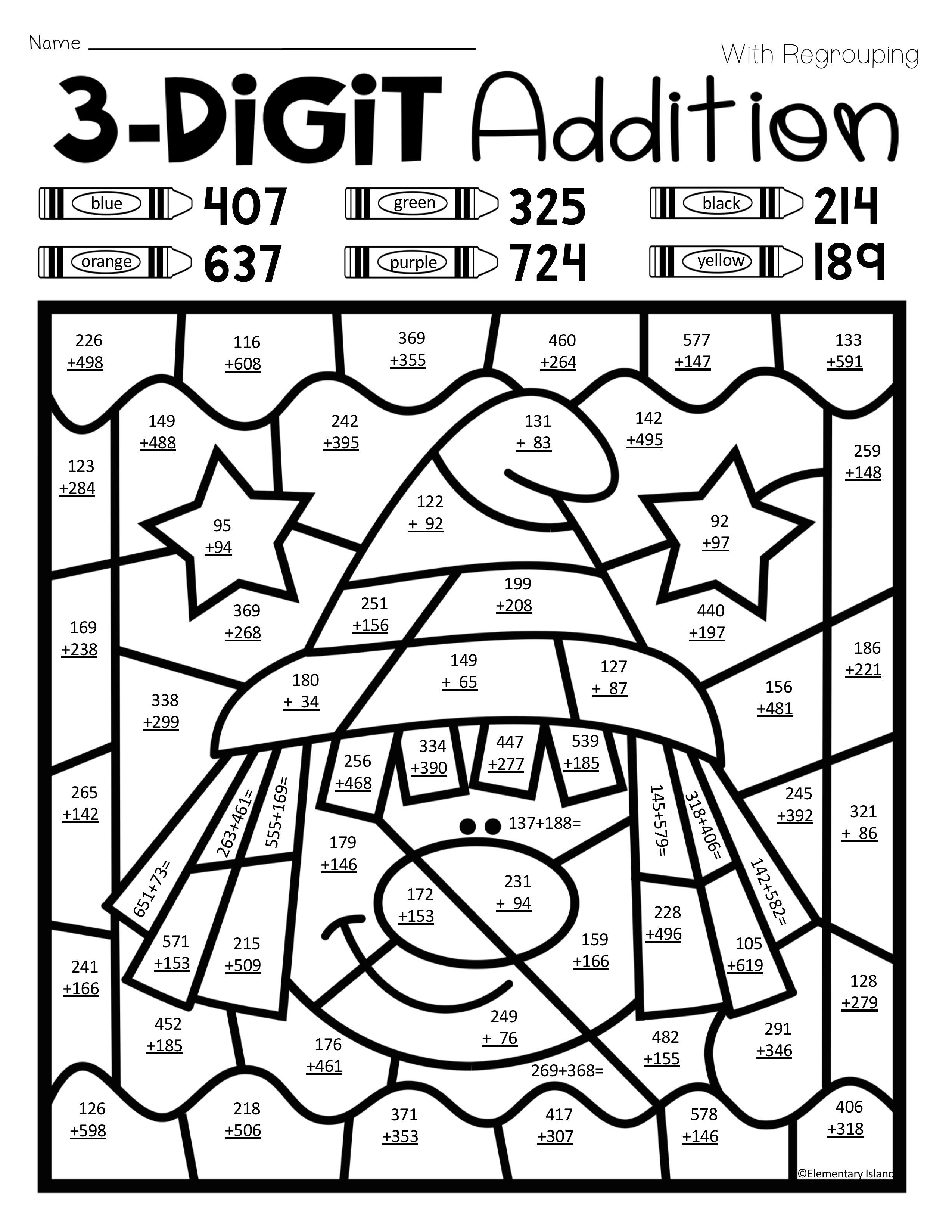 Addition Color By Number 3rd Grade Worksheets WorksheetsCity