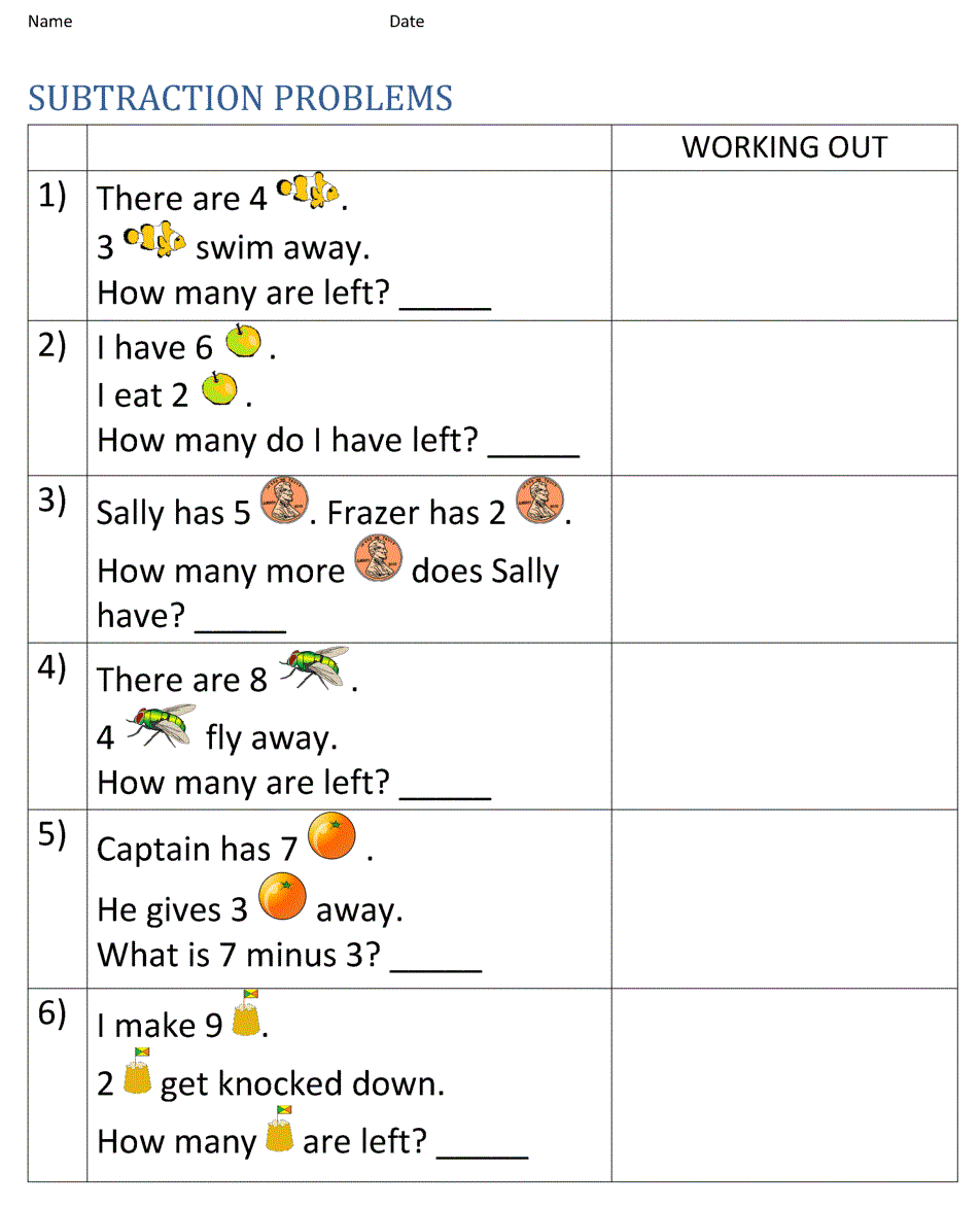 Free Printable 1st Grade Math Worksheets Word Problems
