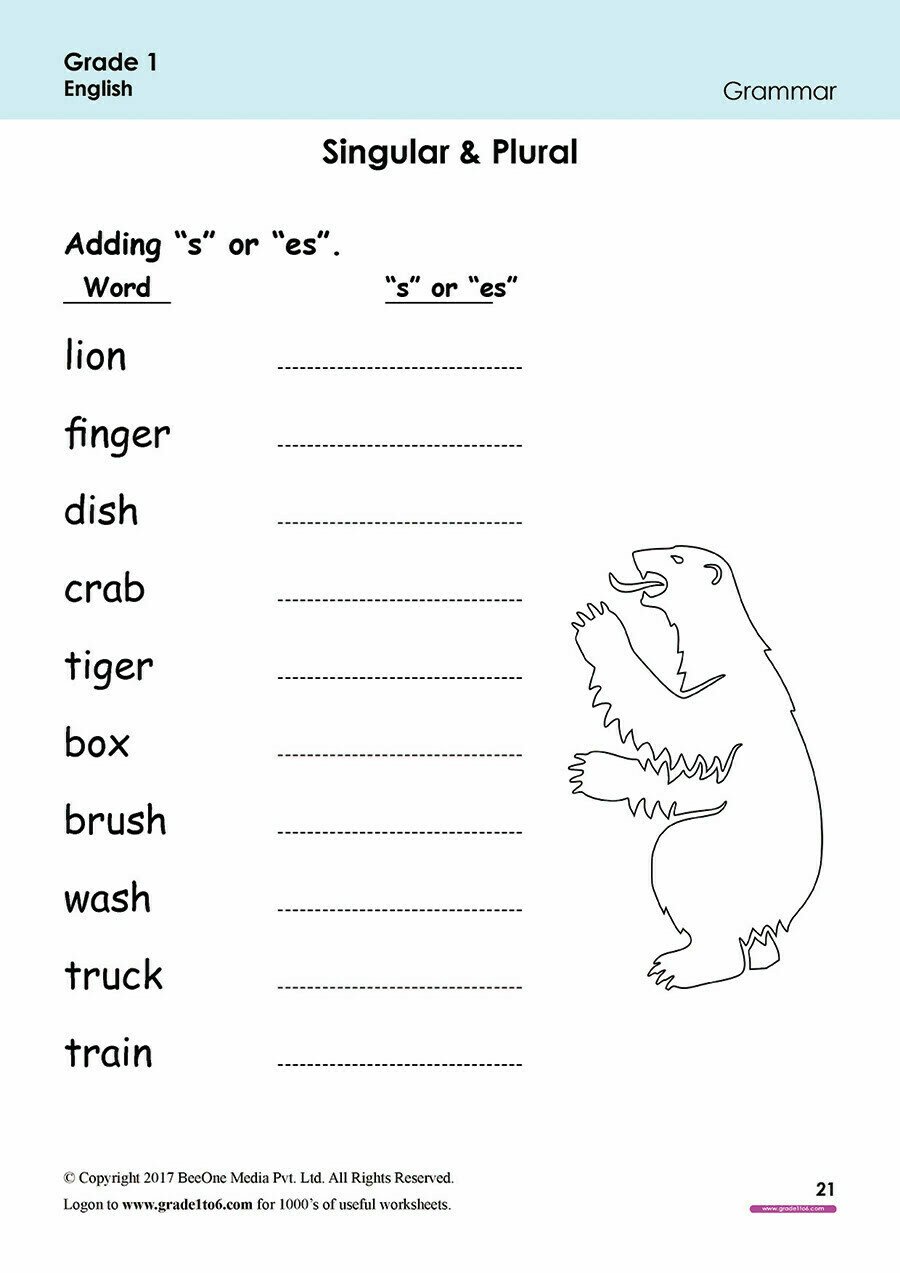 English Work For Grade 1 Worksheets 4