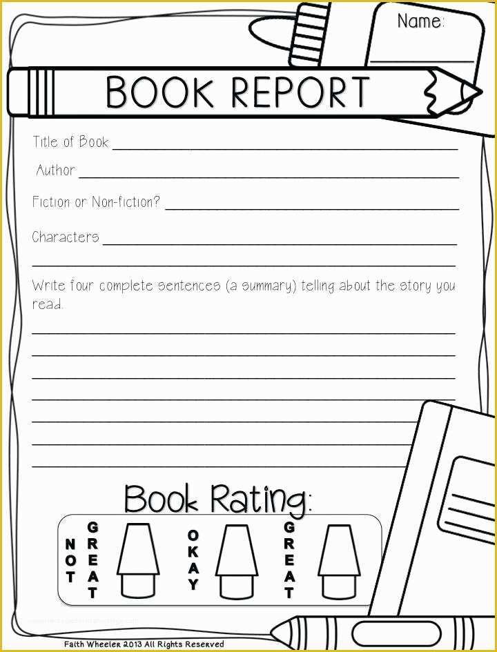 book report form 2nd grade
