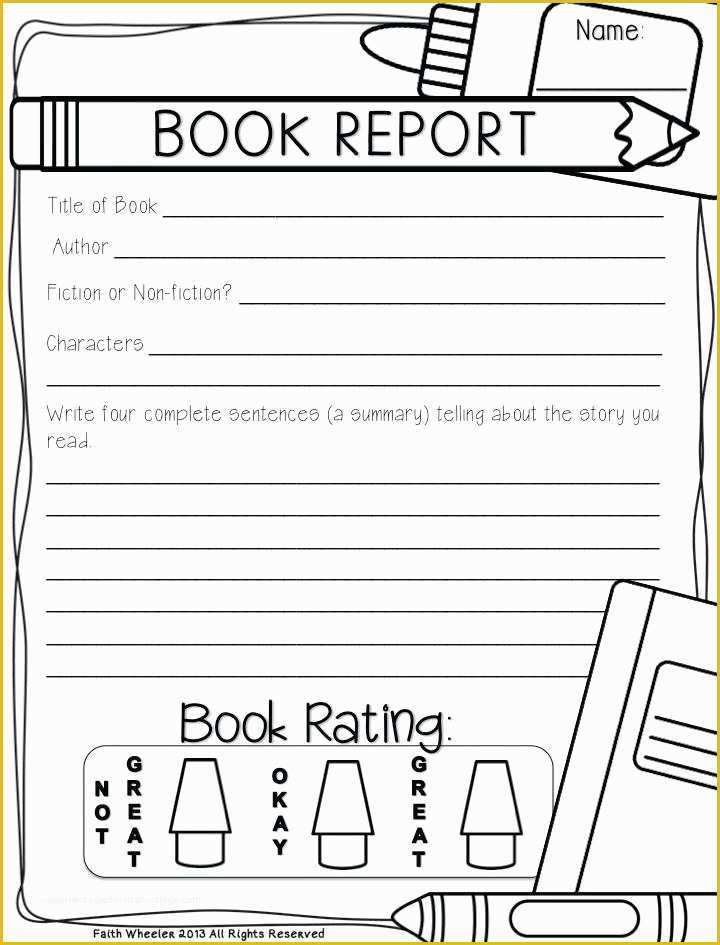 Book Report Template Free Printable 2nd Grade