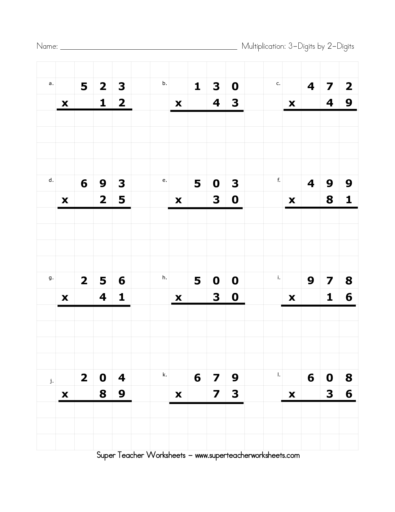 Multiplication 3 Digit Worksheets Pdf