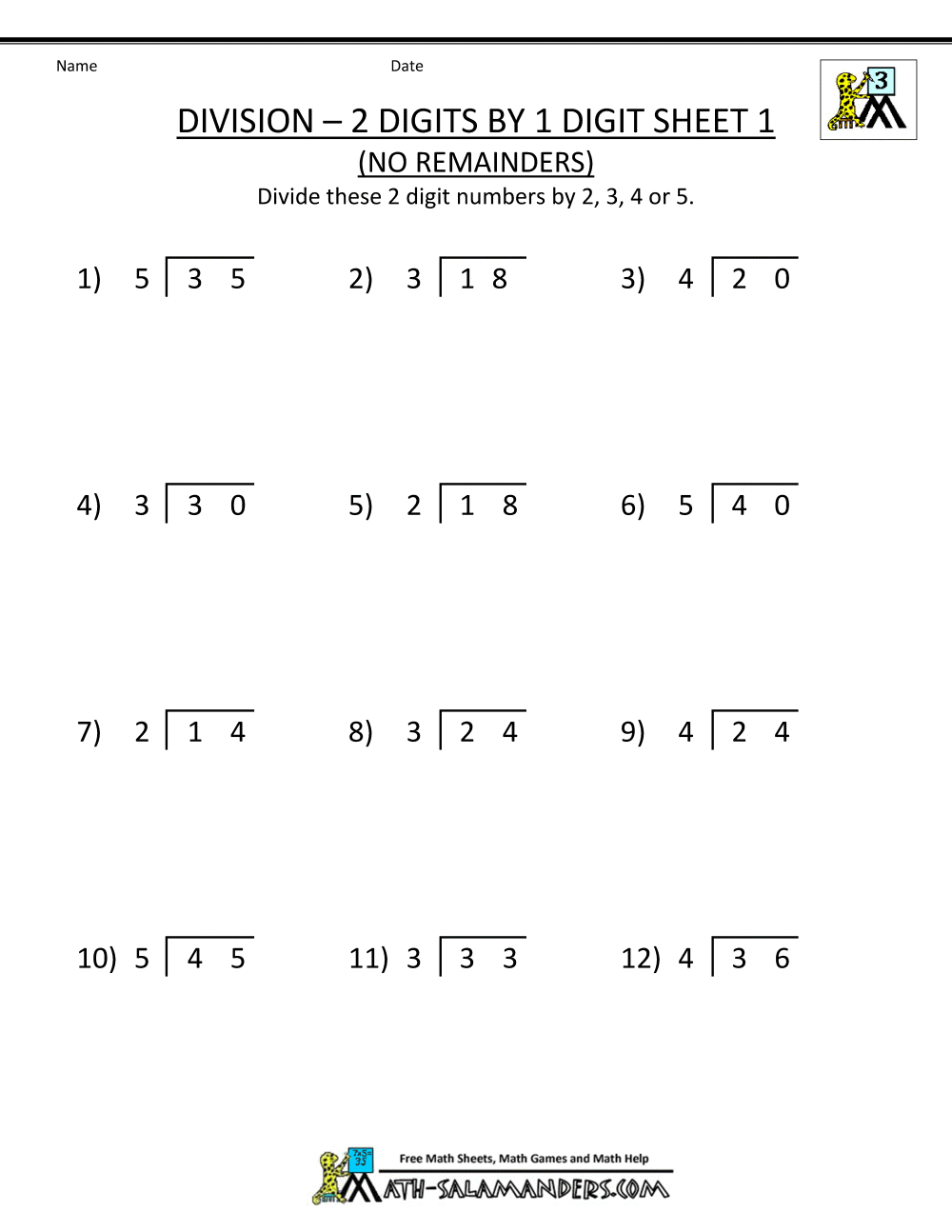 3 Digit By 2 Digit Division No Remainders Worksheets - WorksheetsCity