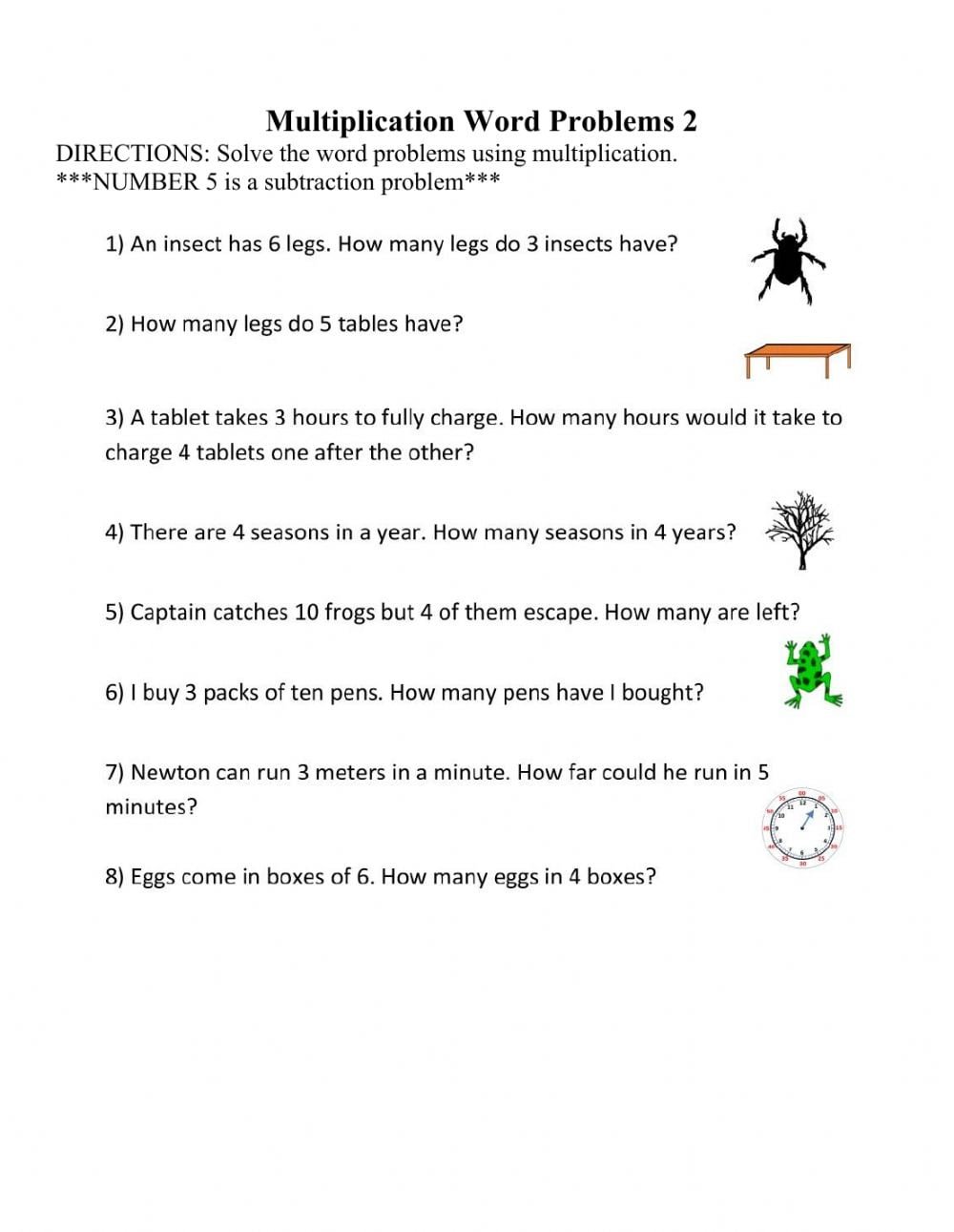 5 Multiplication Word Problems