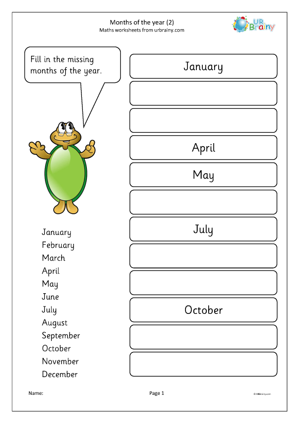 Months Of The Year Numbered Worksheets - WorksheetsCity