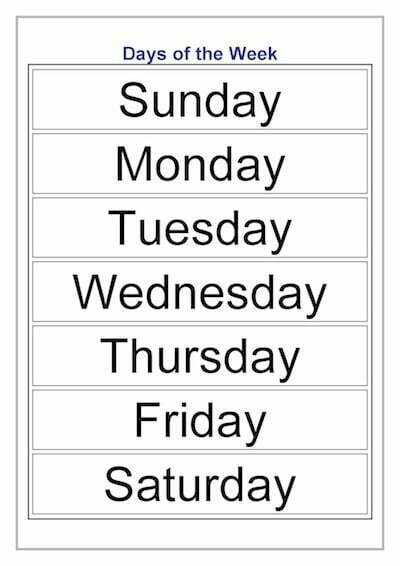 Days Of The Week Template Worksheets - WorksheetsCity