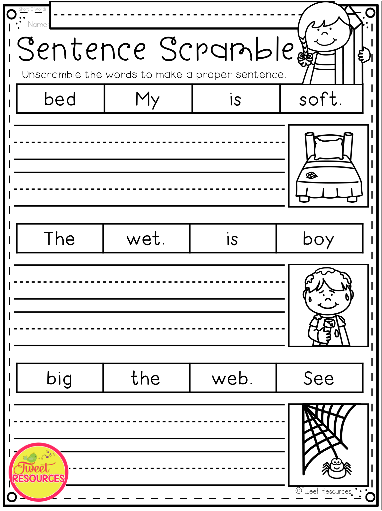 Free Printable Sentence Worksheets For Kindergarten