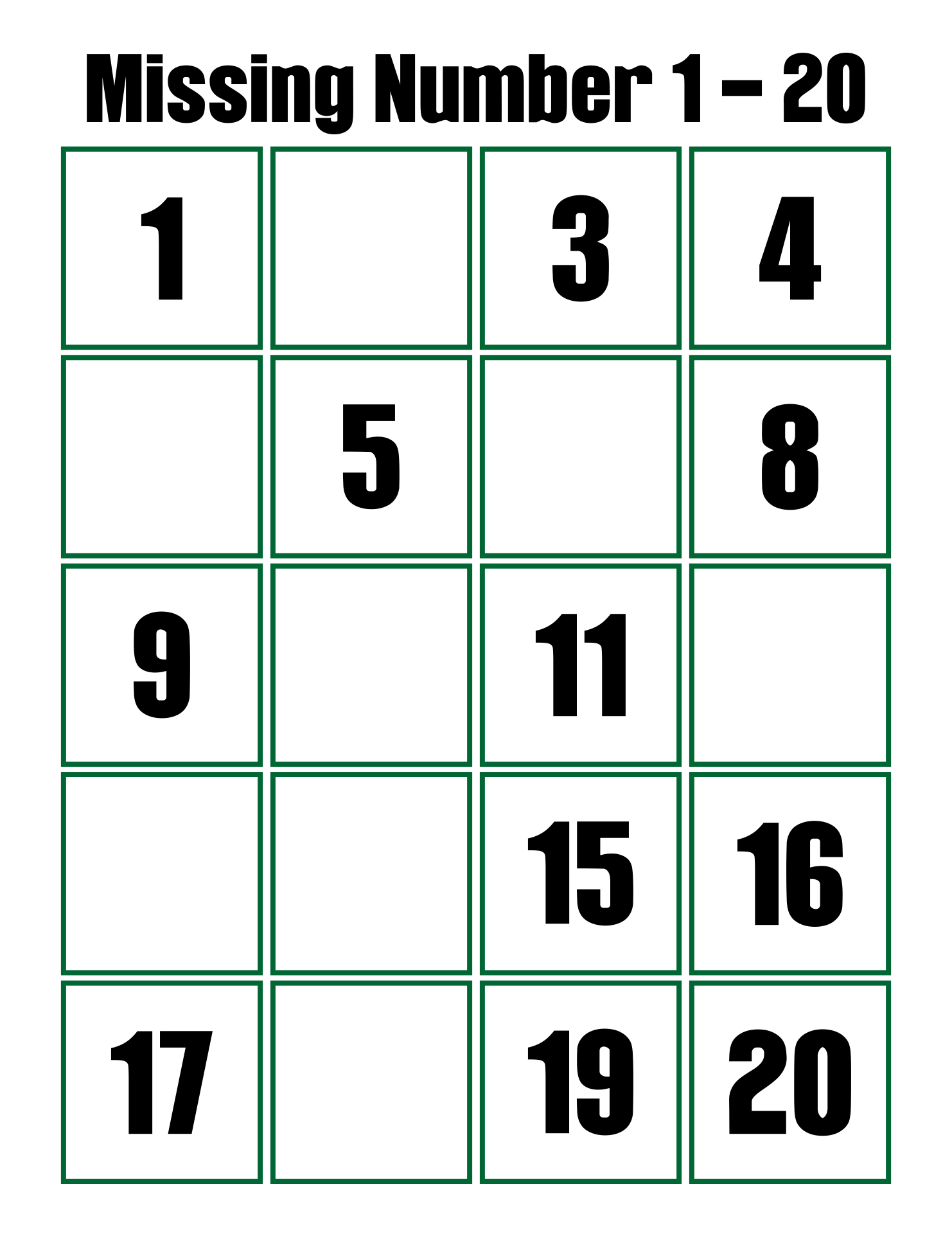 Missing Number 1-20 Worksheets - WorksheetsCity