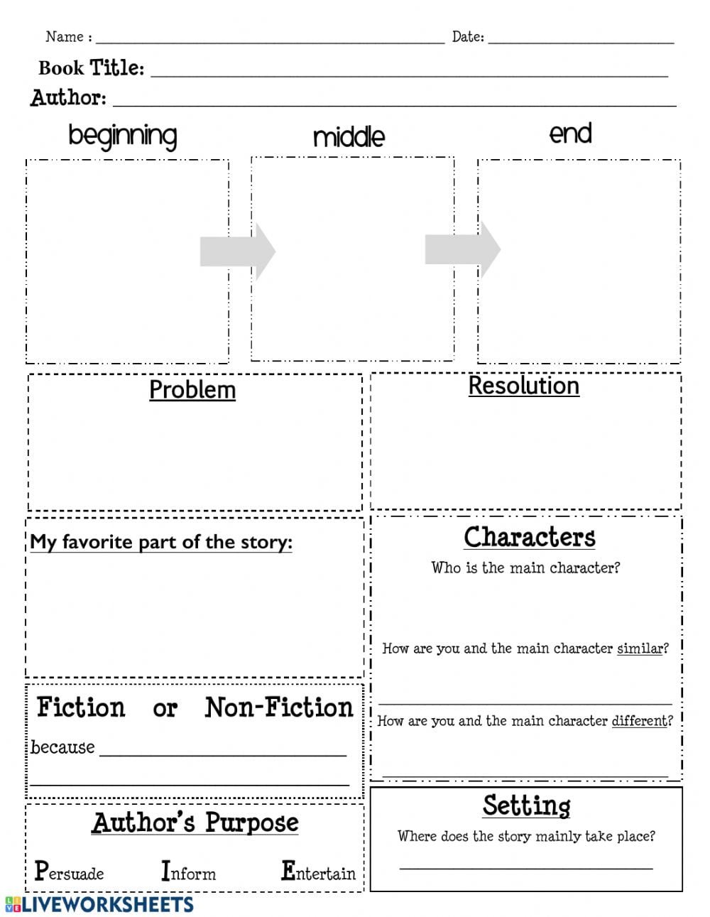 Parts Of A Story Worksheet For Kindergarten
