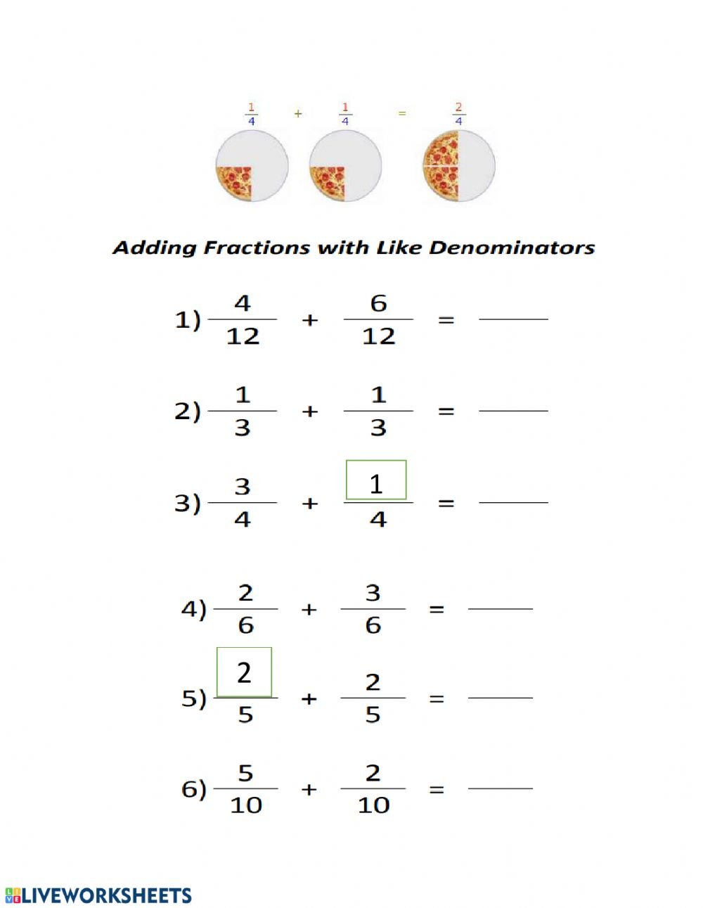 Fractions Grade 3 Worksheet