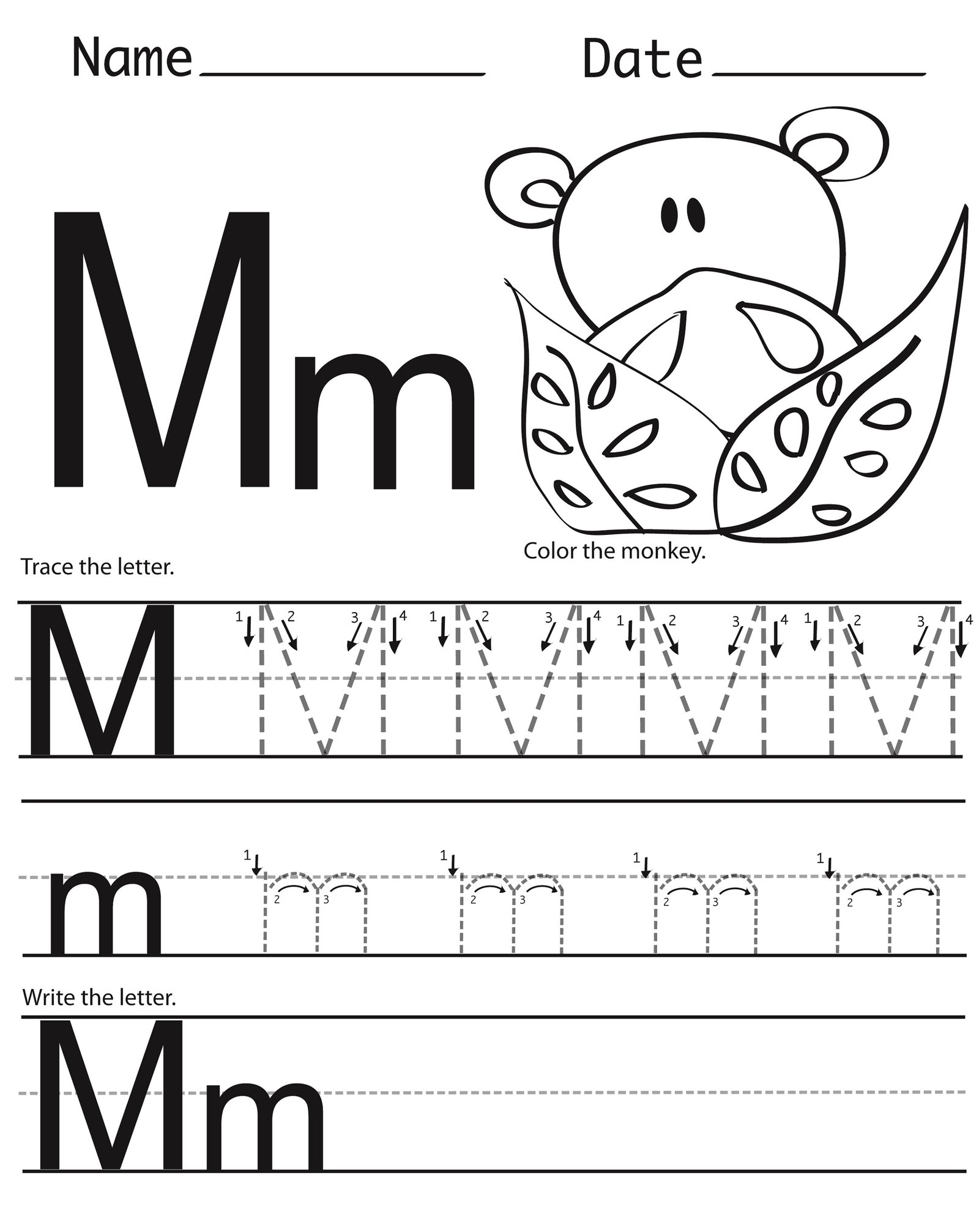 Preschool Tracing Letter M Worksheet